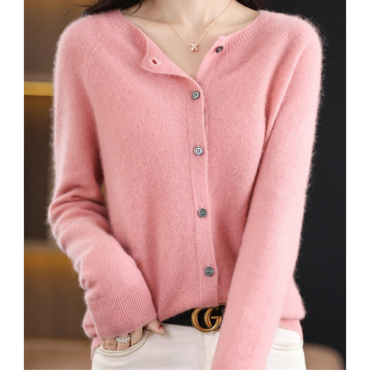 Dame Cardigan med Knapper og Lange Ermer til Vinter