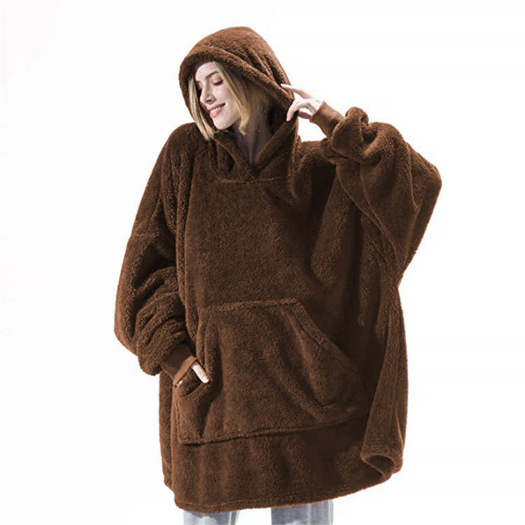 Oversized teppegenser med hette i grå