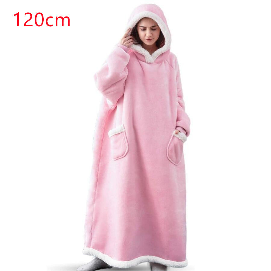 Oversized hoodiepledd med sherpafôret hette