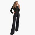 Dame Jumpsuit med V-hals og Vid Ben