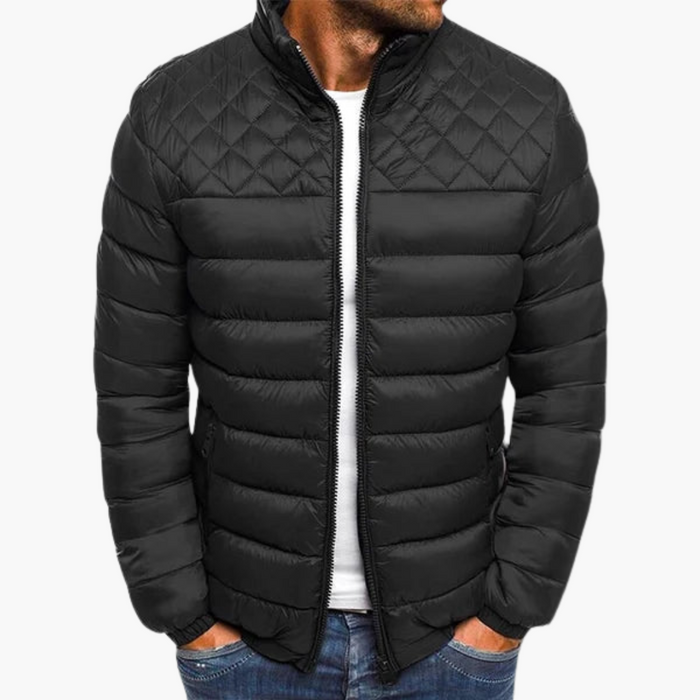 Herre Quilted Jakke med Høy Krage og Glidelås
