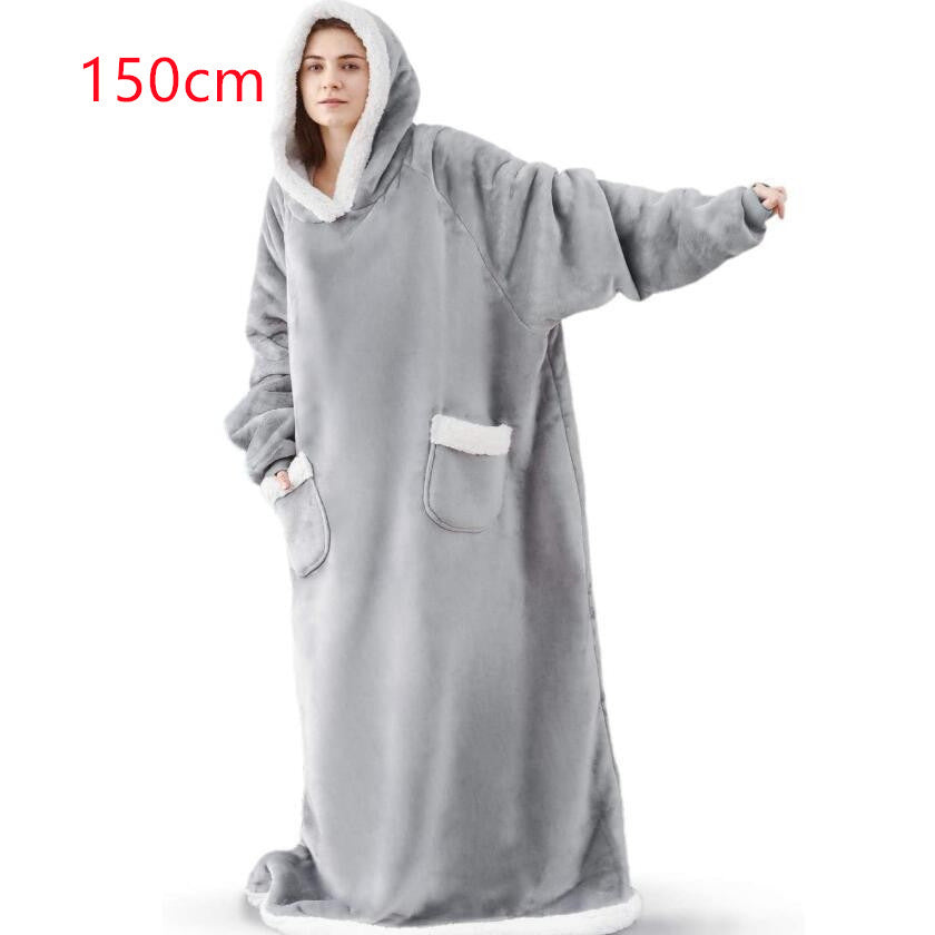 Oversized hoodiepledd med sherpafôret hette