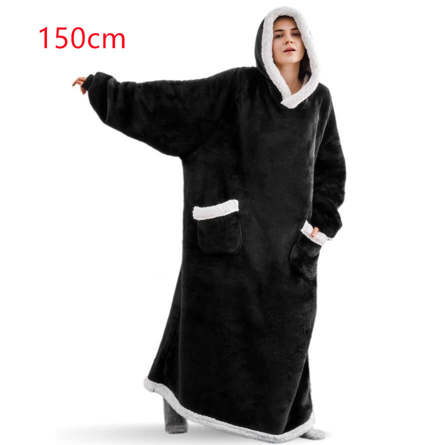 Oversized hoodiepledd med sherpafôret hette