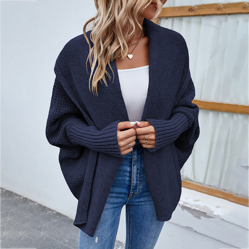 Oversized strikkecardigan med sjalkrage