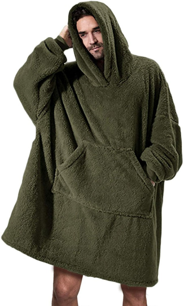 Oversized teppegenser med hette i grå