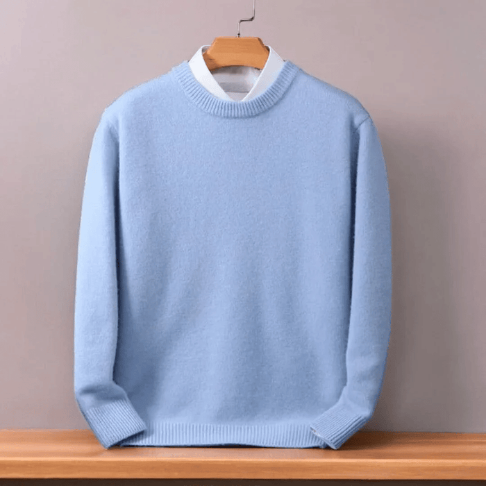 Herre Oversized Genser med Rund Hals og Lang Erm