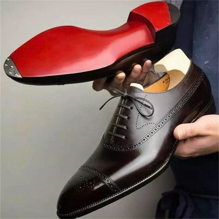 Herre Oxford Sko med Cap-Toe og Brogue Detaljer