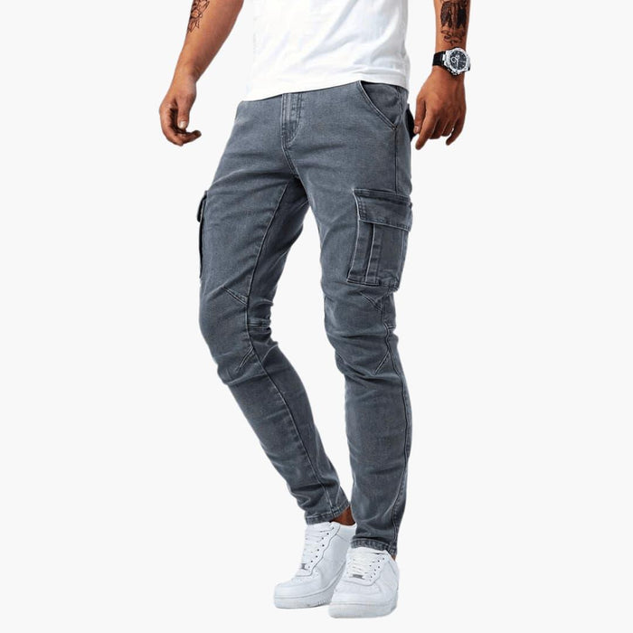 Herre Cargo Jeans med Stretch og Lommer