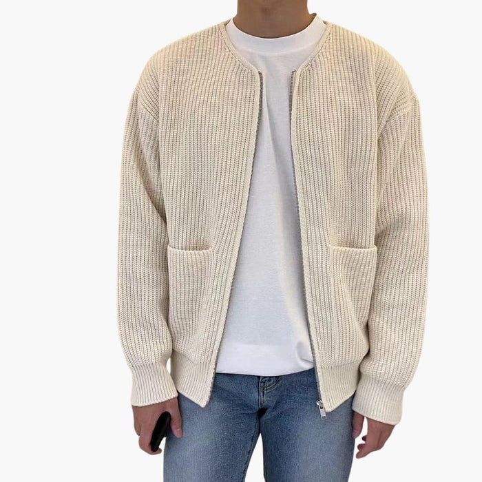 Herre Cardigan med Frontglidelås og Lommer