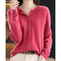 Dame Cardigan med Knapper og Lange Ermer til Vinter