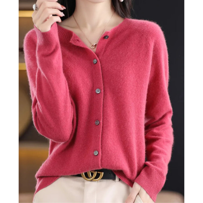 Dame Cardigan med Knapper og Lange Ermer til Vinter