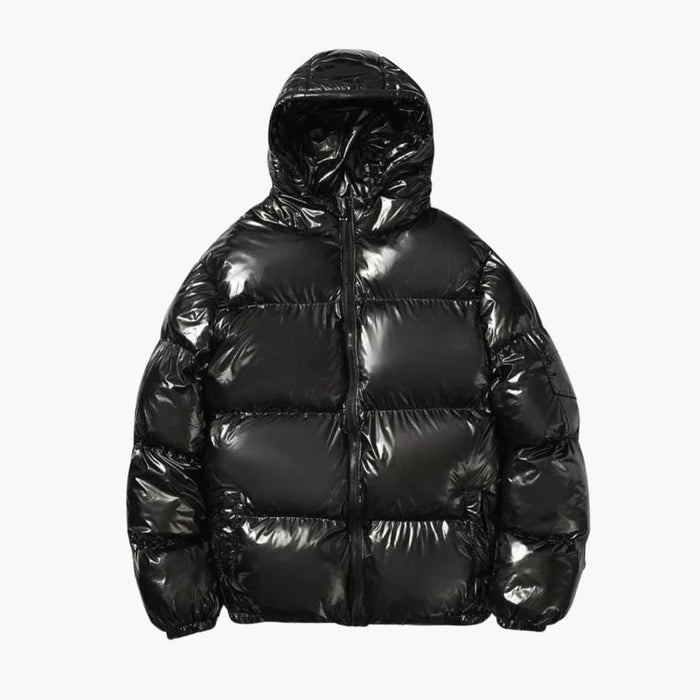Herrejakke med hette og polstret design