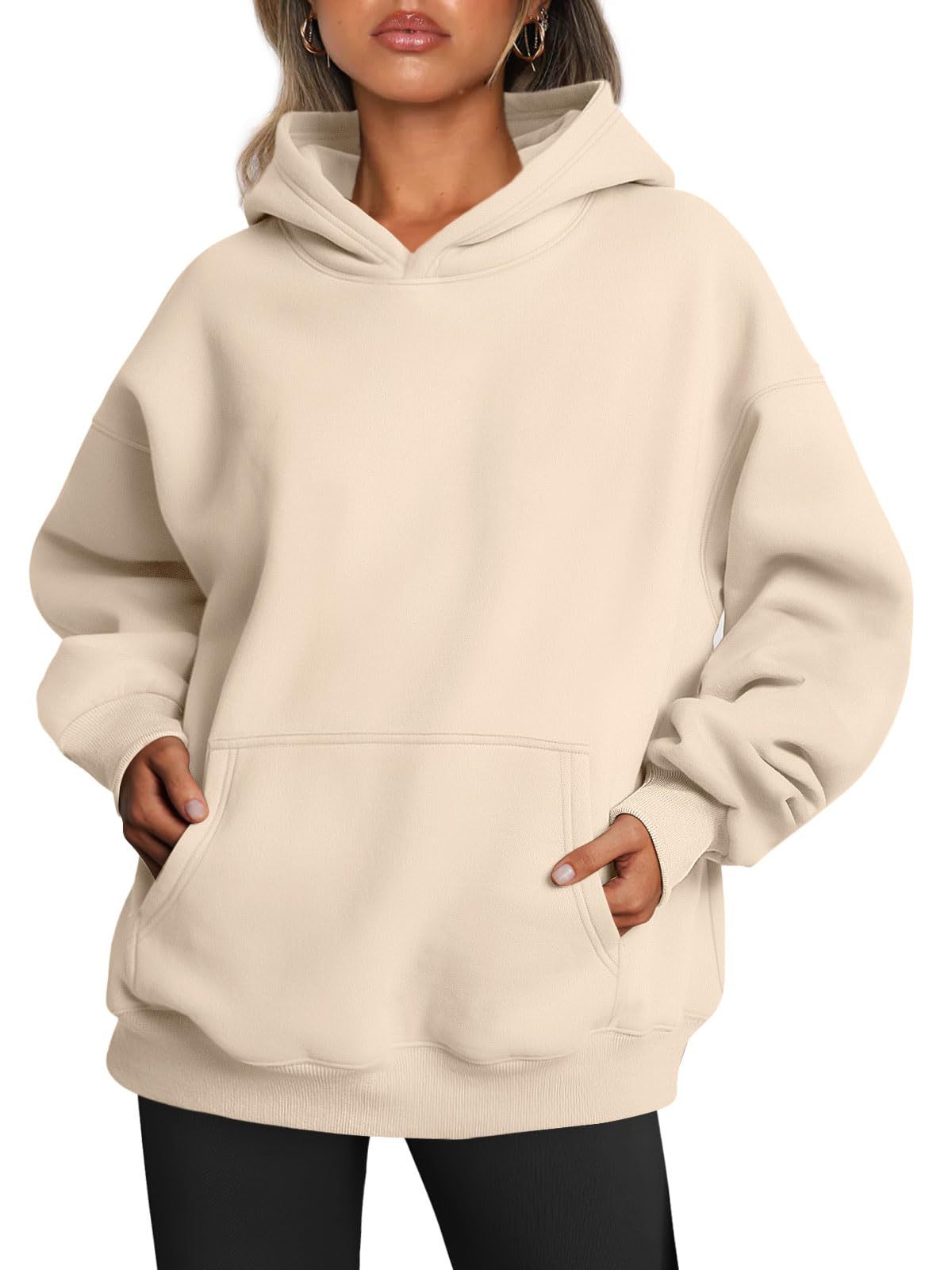 Oversized hettegenser med fleece og lomme