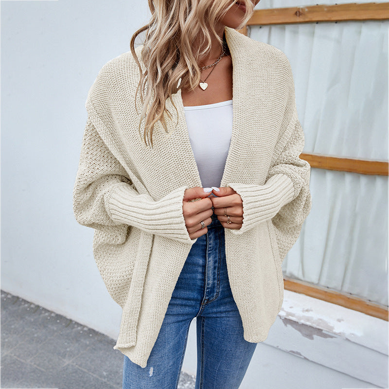 Oversized strikkecardigan med sjalkrage