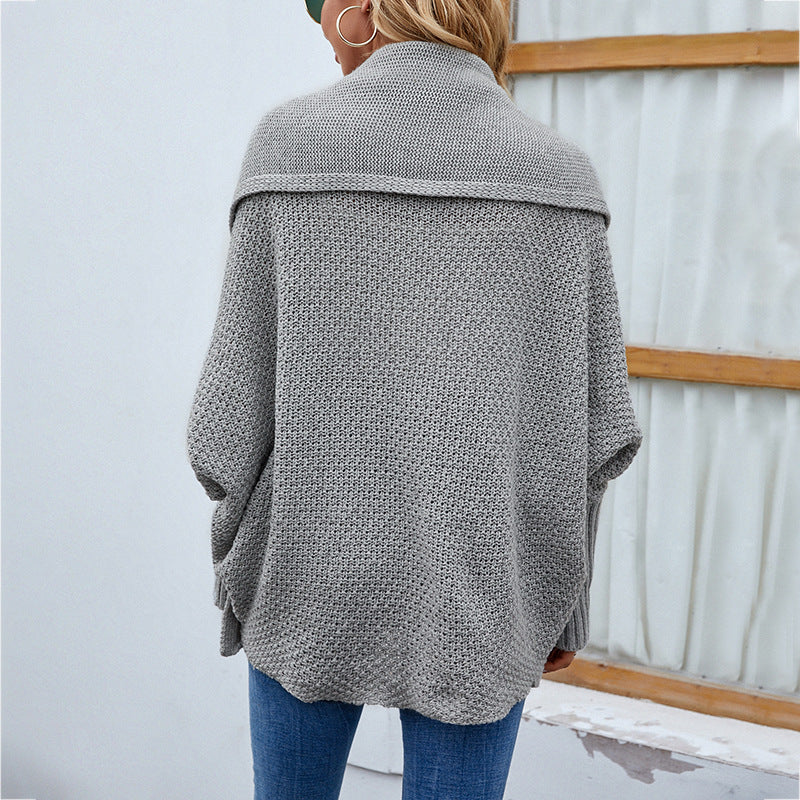 Oversized strikkecardigan med sjalkrage