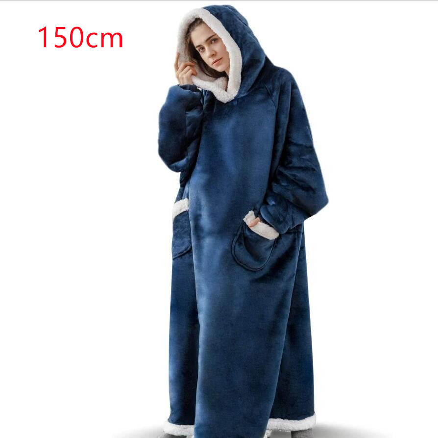 Oversized hoodiepledd med sherpafôret hette