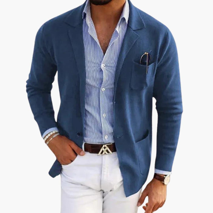 Herre Strikk Blazer med Slagskrage og Lukking