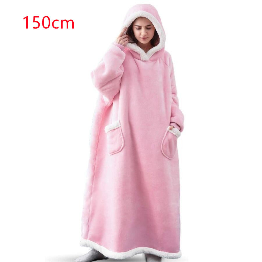 Oversized hoodiepledd med sherpafôret hette