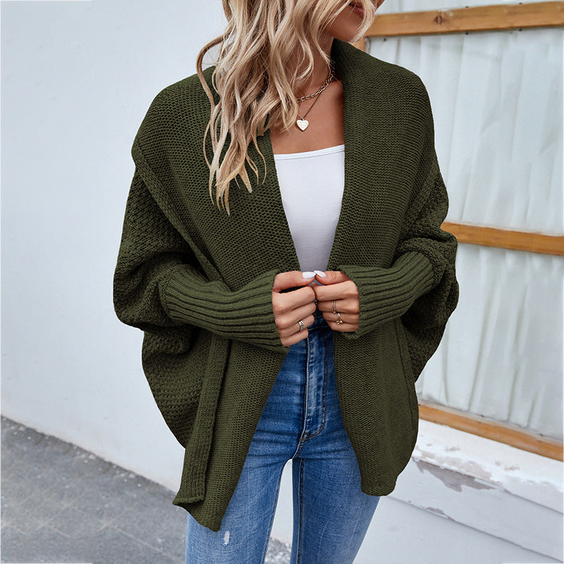 Oversized strikkecardigan med sjalkrage
