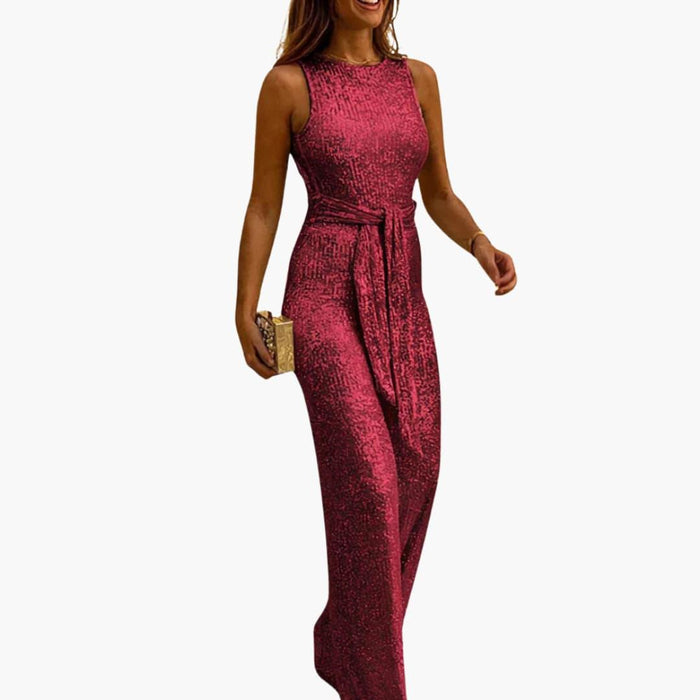 Dame Jumpsuit med Belte og Lange Ben