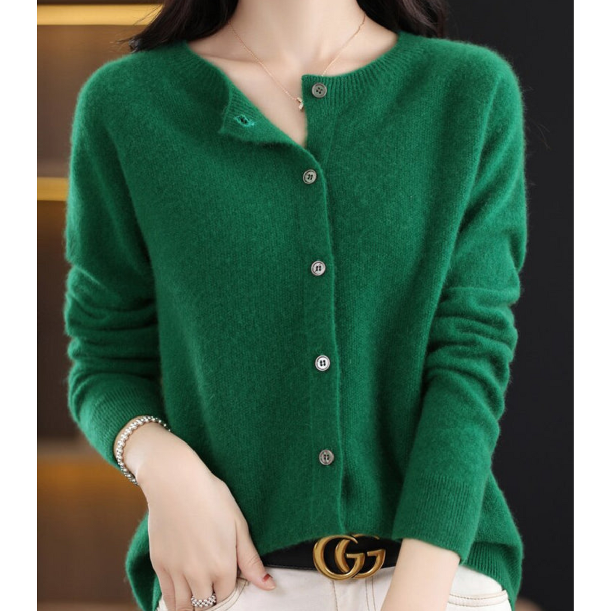 Dame Cardigan med Knapper og Lange Ermer til Vinter