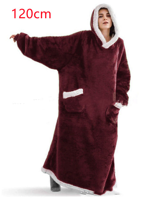 Oversized hoodiepledd med sherpafôret hette