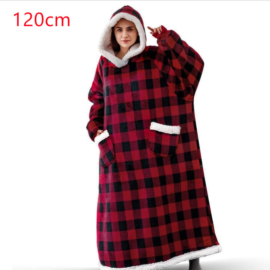 Oversized hoodiepledd med sherpafôret hette