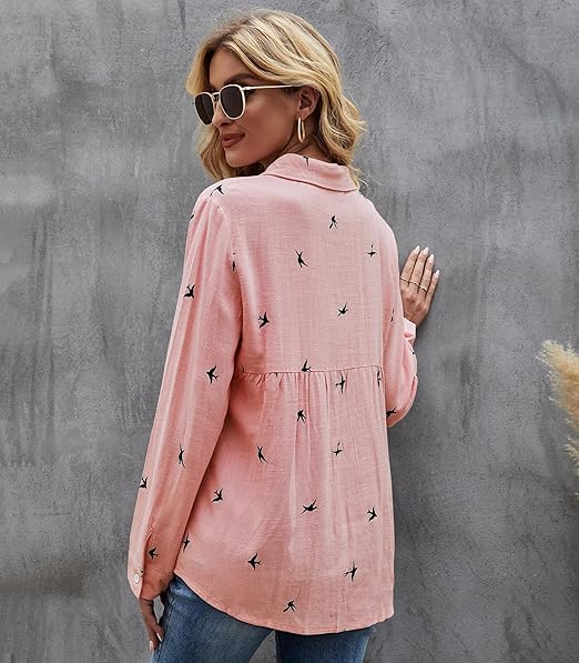 Dame Avslappet Bluse i 12 Design til Kontor og Fritid