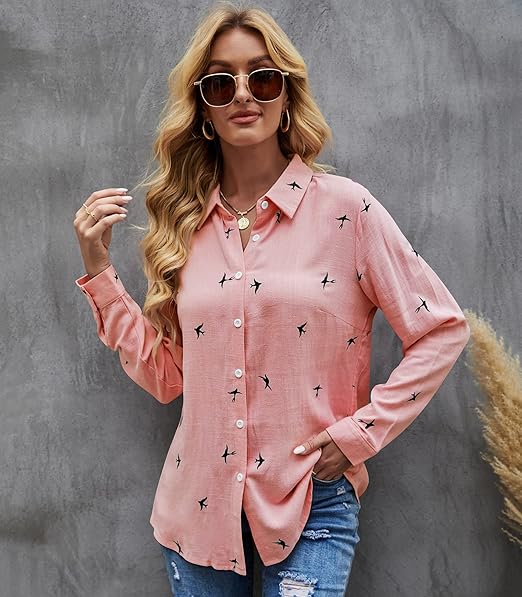 Dame Avslappet Bluse i 12 Design til Kontor og Fritid