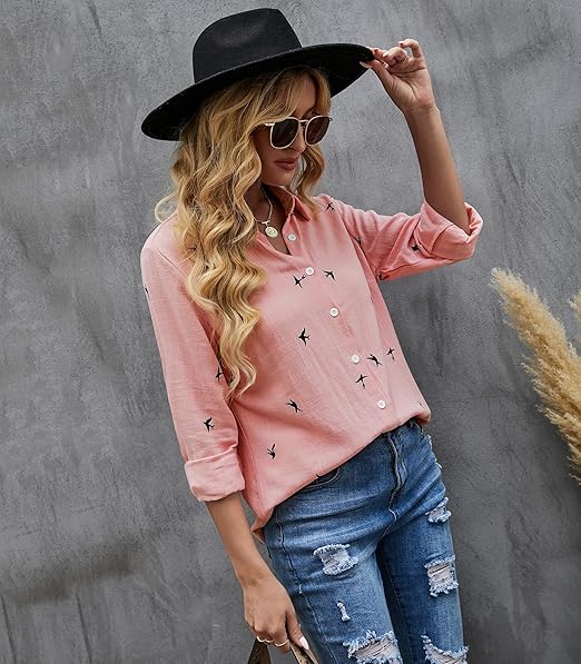 Dame Avslappet Bluse i 12 Design til Kontor og Fritid