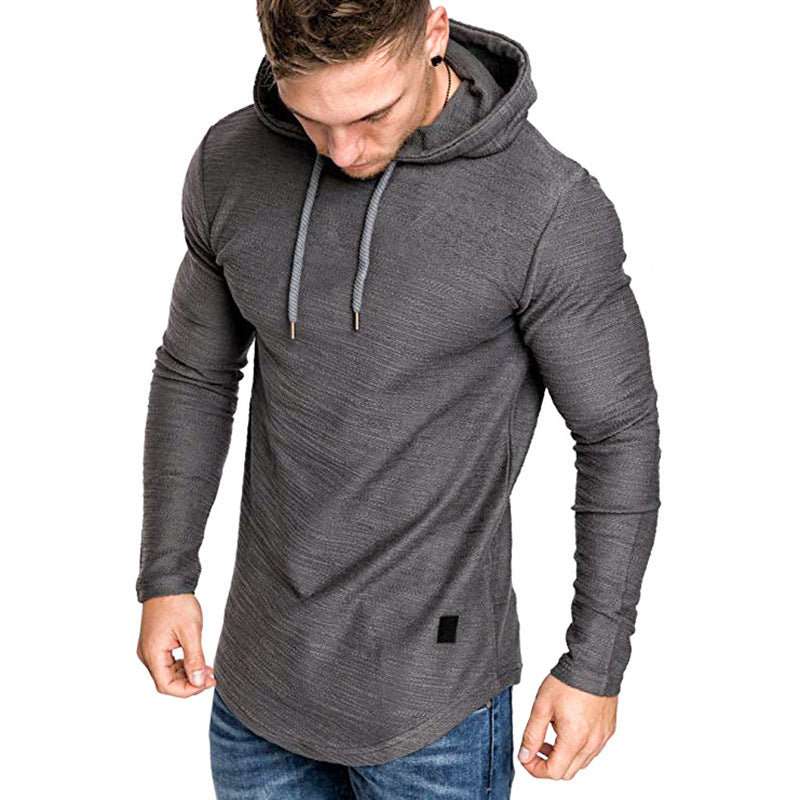 Slim fit hettegenser herre i svart
