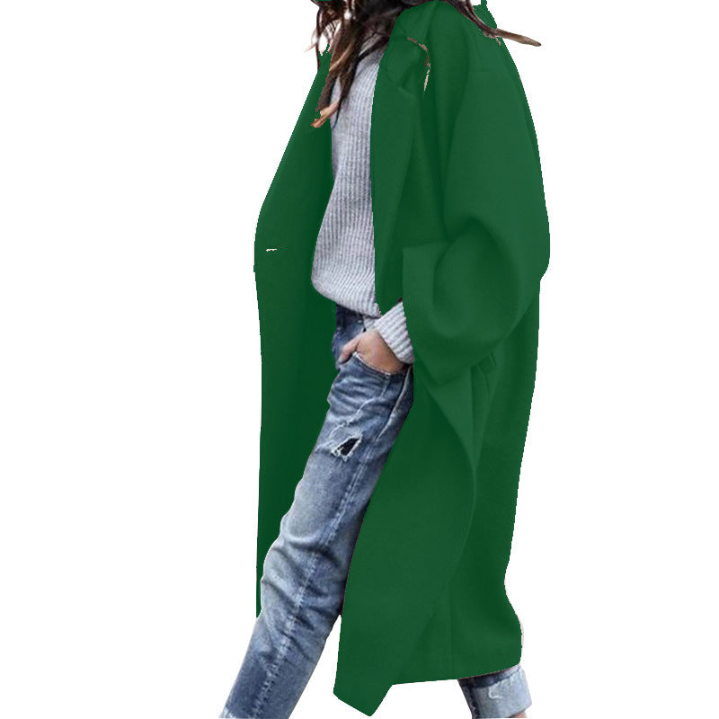 Lang oversized kåpe med slag og lommer
