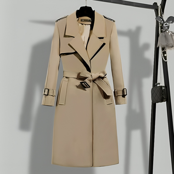 Dame Trenchcoat med Belte og Klassisk Krave