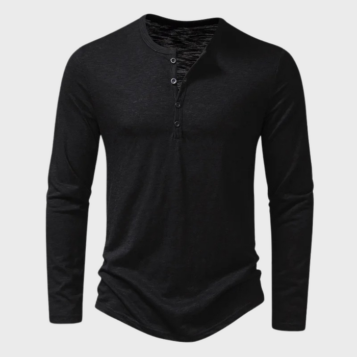 Herre Henley-genser med Langerm og Knappelukning