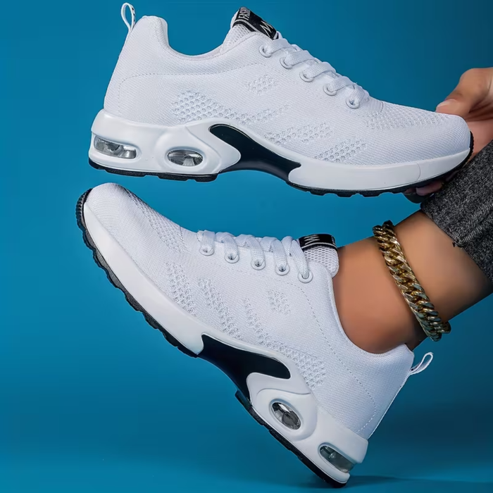 Dame Sneakers med Luftpute og Mønstret Vevd Overside