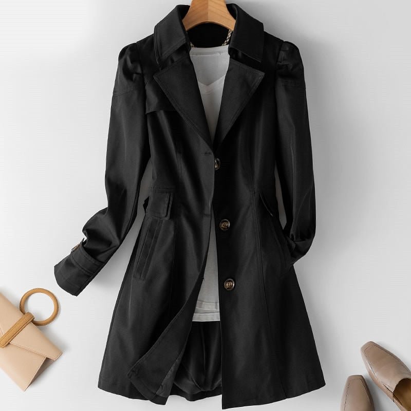 Dame Trenchcoat i Lett Polyester til Jobb og Hverdag