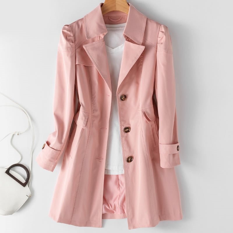 Dame Trenchcoat i Lett Polyester til Jobb og Hverdag