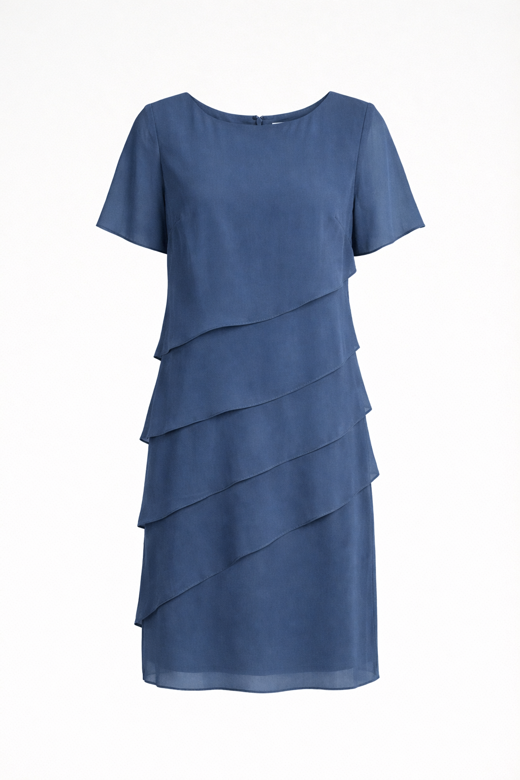 Dame Chiffonkjole med Rund Hals og Lagdelt Front
