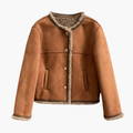 Damejakke med Sherpa-stil kant
