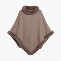 Dame Strikket Poncho med Pelskant og Oversized Passform