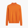 Dame Mock Neck Genser med Lange Ermer og Ribbestrikket Kant