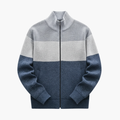 Herre Zip Cardigan med Høy Krage og Fargeblokk Design