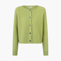 Dame Cardigan med Knapper og Rund Hals med Lange Ermer