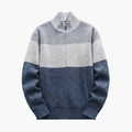 Herre Strikket Zip Cardigan med Høy Krage og Ribbet Kant