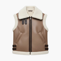 Dame Uten Ermer Vest med Faux Shearling Fôr