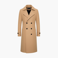 Herre Trench Coat med Dobbelt Rad Knapper og Strukturert Lang Passform