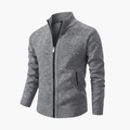 Herre Strikket Jakke med Glidelås og Ribbet Krage