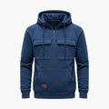 Herre Hoodie med Halv-Glidelås og Frontlommer