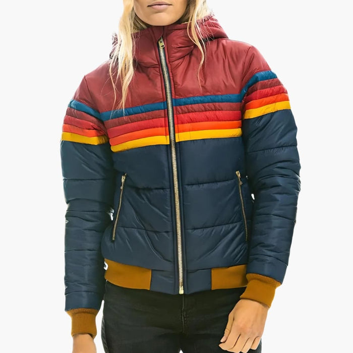 Dame Quilted Jakke med Hette og Glidelås