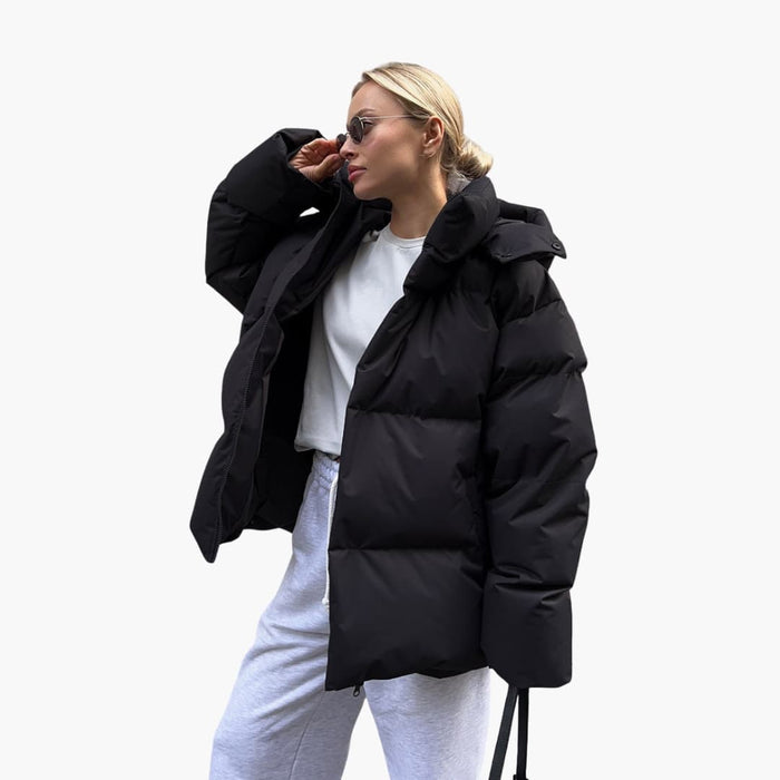 Kvinne Quilted Jakke med Høy Krage og Glidelås